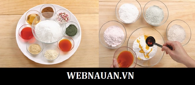 trộn bột vỏ bánh